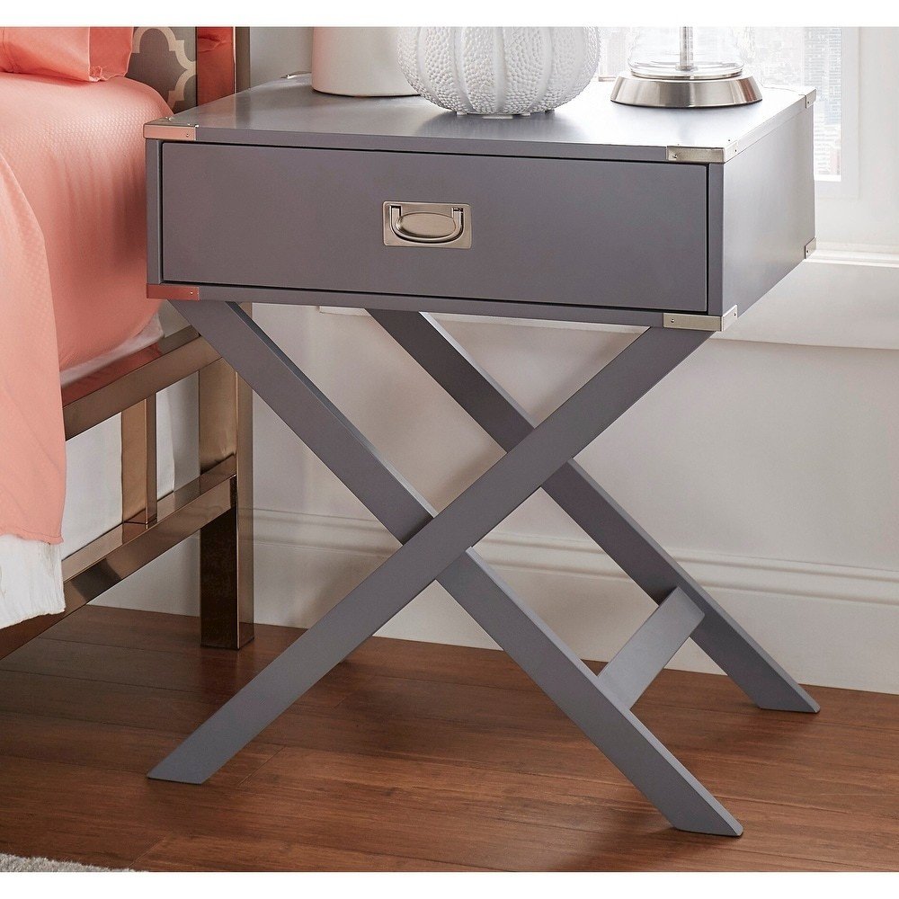 Frost Grey Finish X-Base Box Nightstand. Picture 1