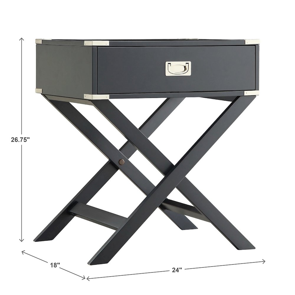 Vulcan Black Finish X-Base Box Nightstand. Picture 3