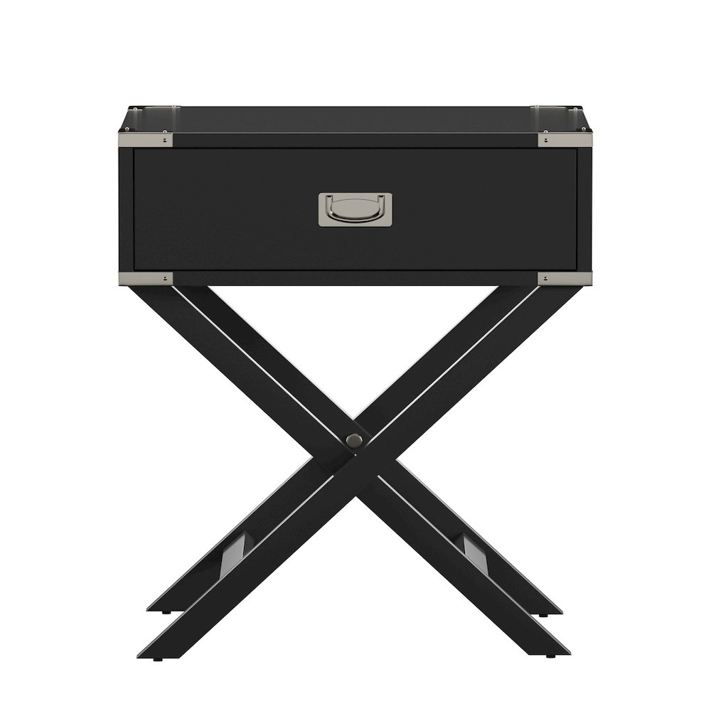 Vulcan Black Finish X-Base Box Nightstand. Picture 1
