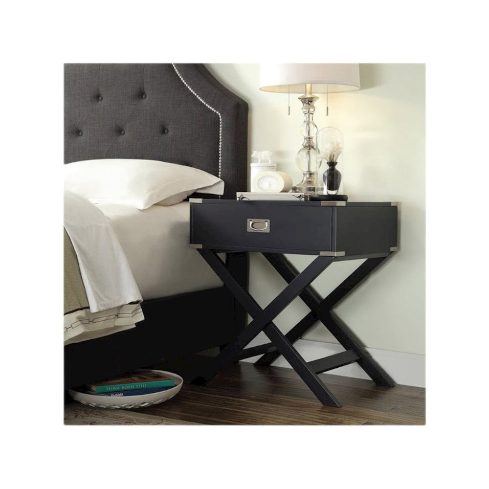 Vulcan Black Finish X-Base Box Nightstand. Picture 2