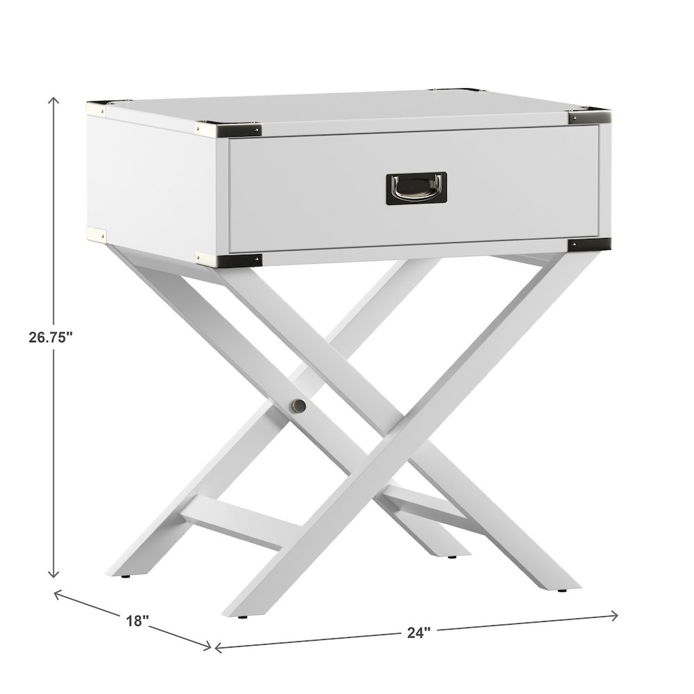 White Finish X-Base Box Nightstand. Picture 4