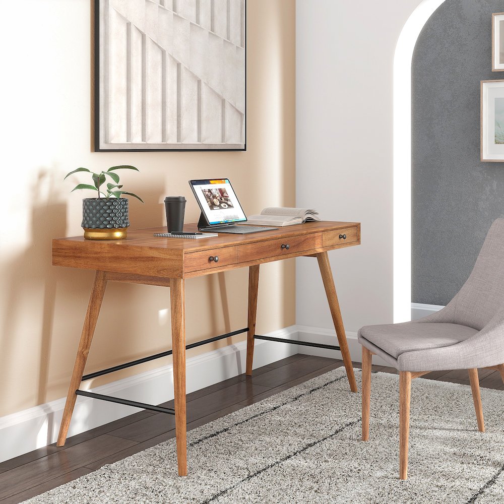 Brown Finish Sofa Writing Desk. Picture 1