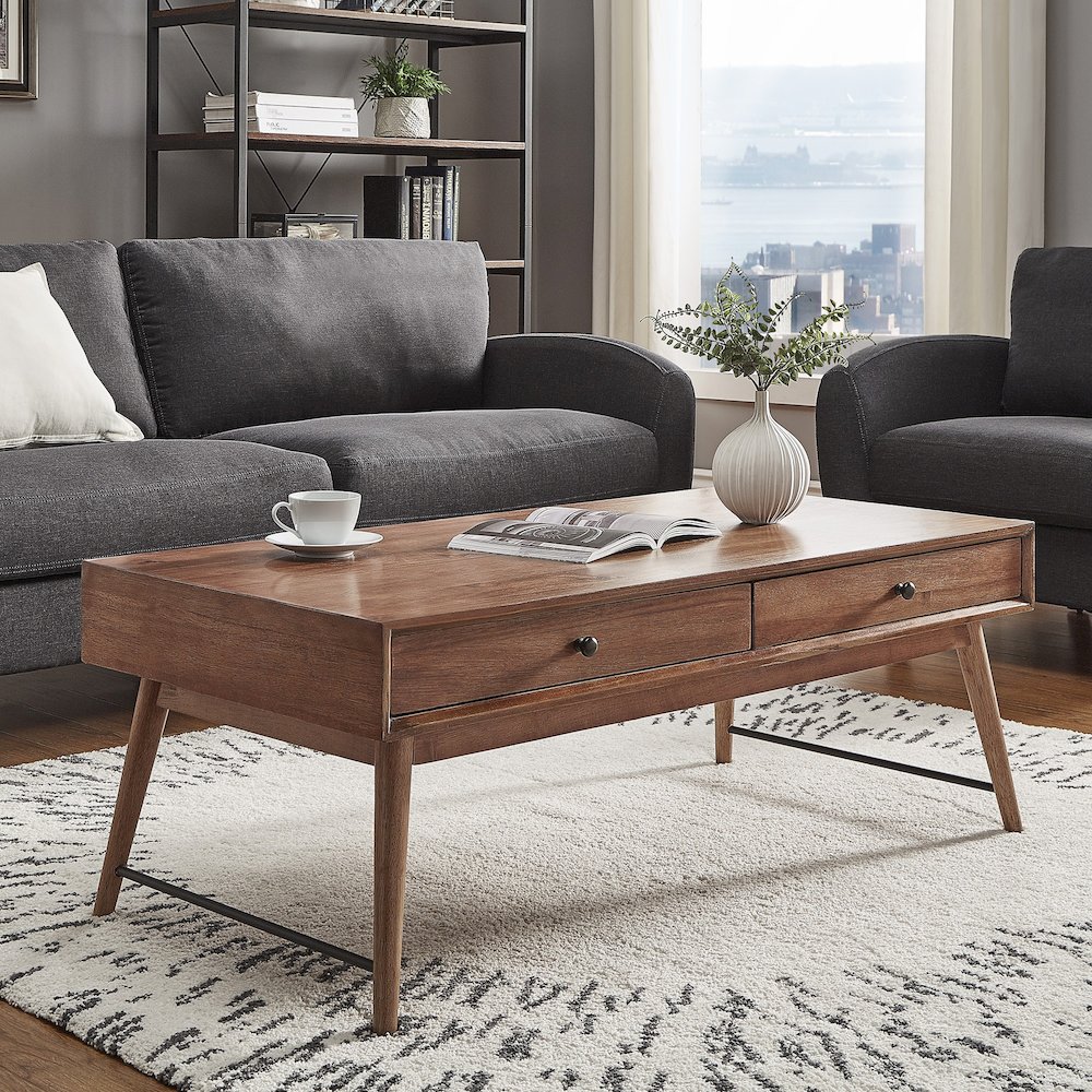 Brown Finish Coffee Table. Picture 1