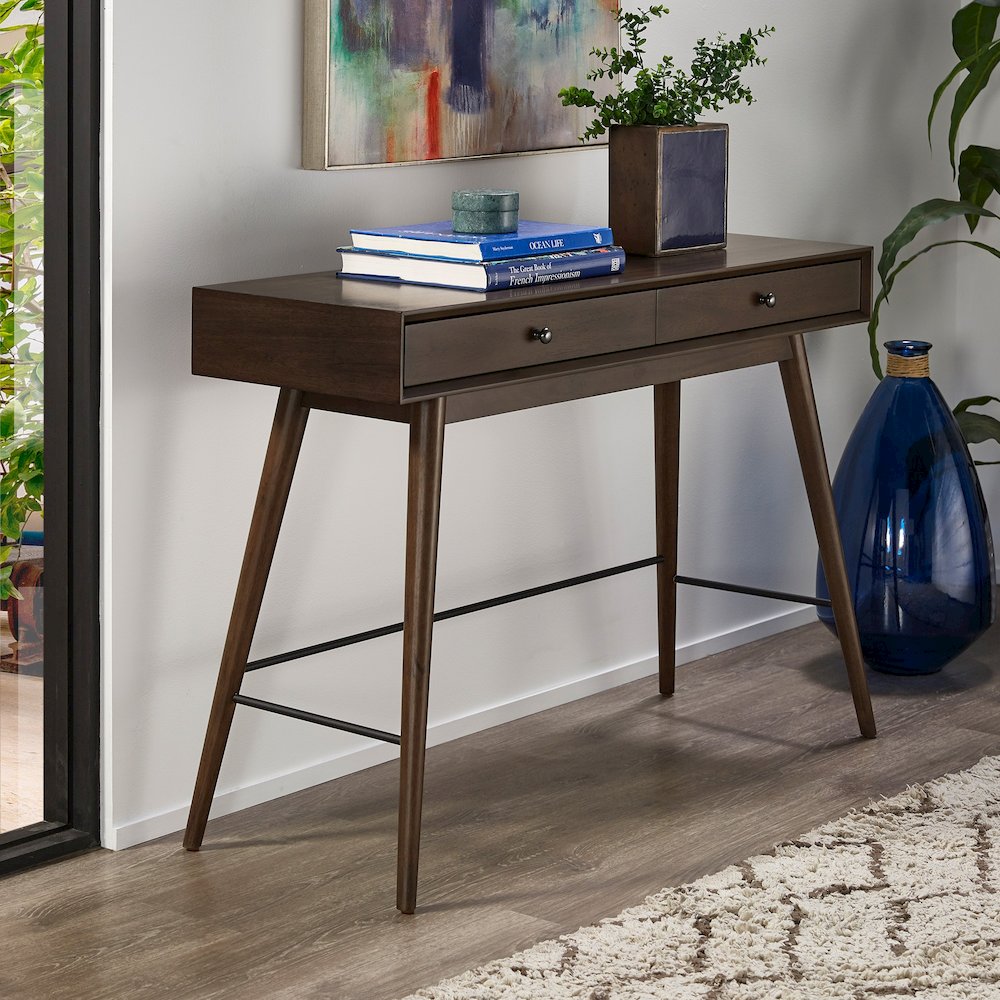 Dark Walnut Finish Sofa Table. Picture 1