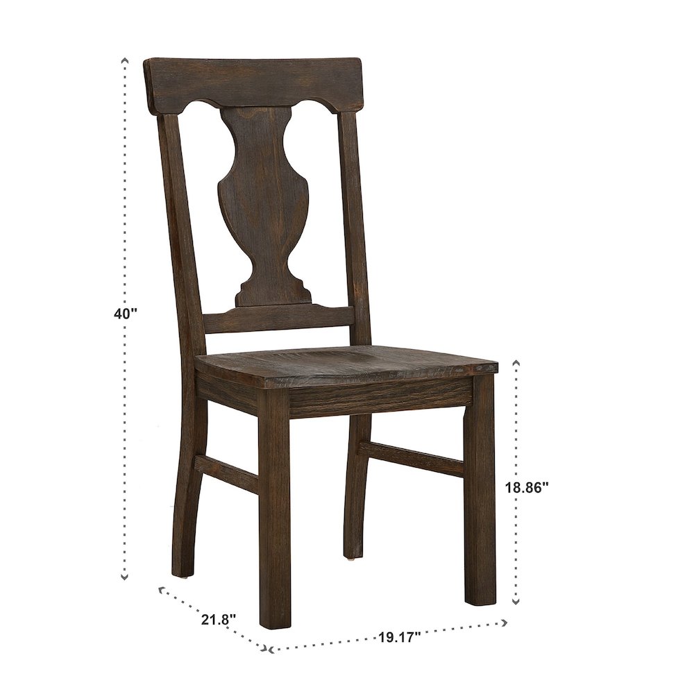 Set of 2, Wire Brushed Oak Finish Dining Chair. Picture 4