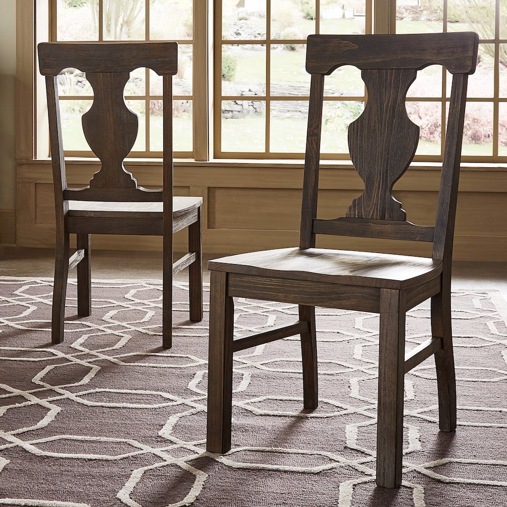 Set of 2, Wire Brushed Oak Finish Dining Chair. Picture 1