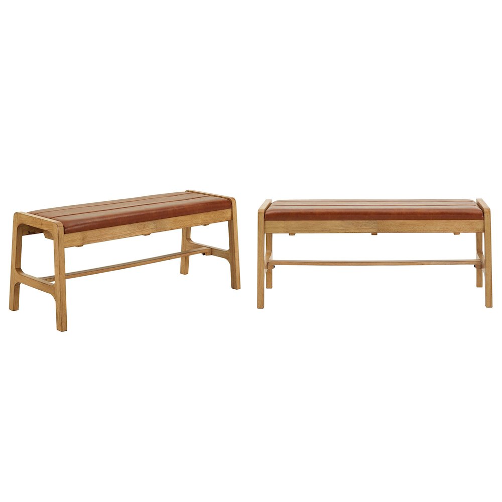 Light Oak Finish Caramel PU Bench. Picture 3