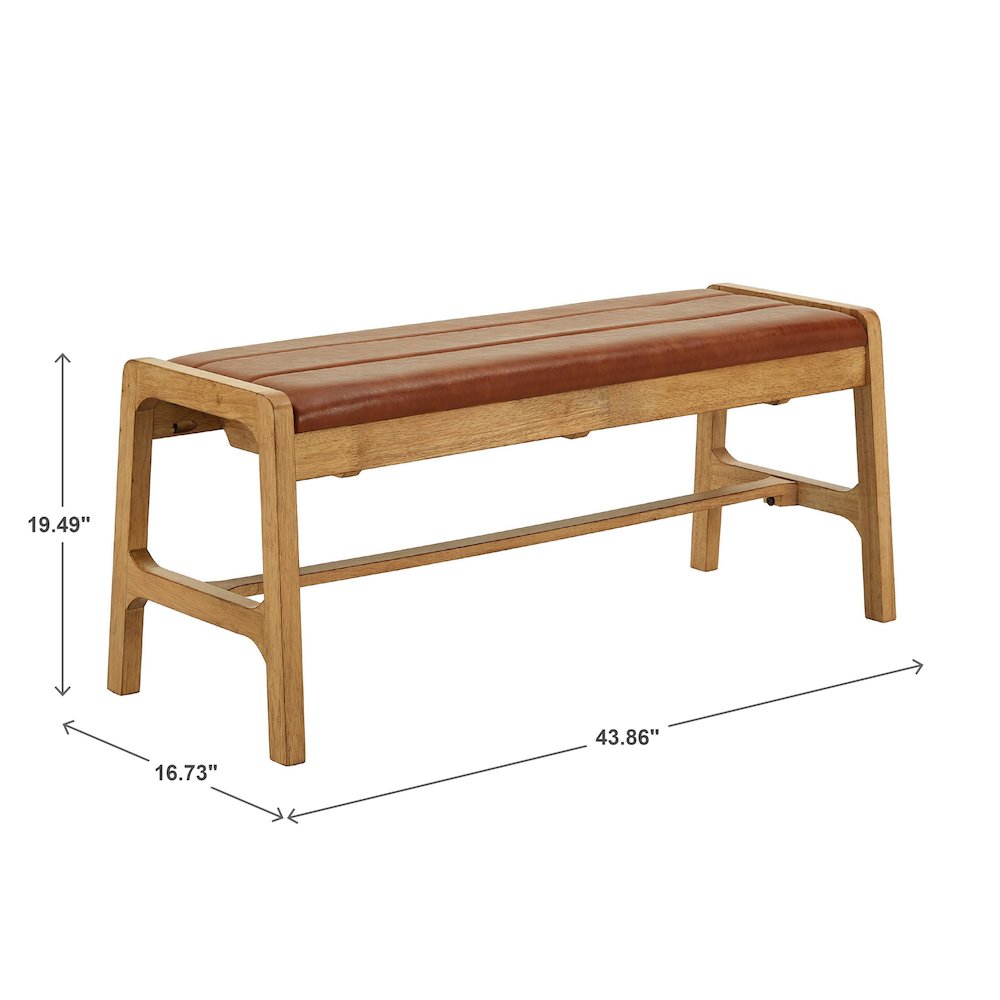 Light Oak Finish Caramel PU Bench. Picture 4