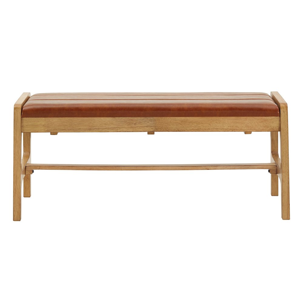 Light Oak Finish Caramel PU Bench. Picture 5
