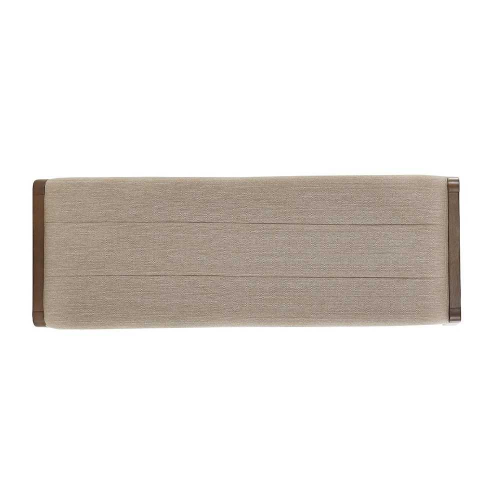 Walnut Finish Beige Fabric Bench. Picture 5