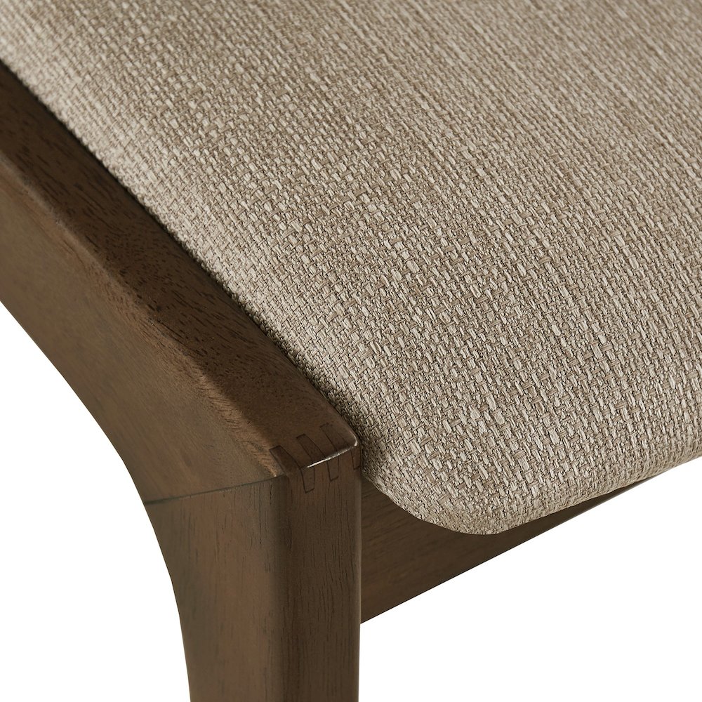 Set of 2, Walnut Finish Beige Fabric Chair. Picture 3