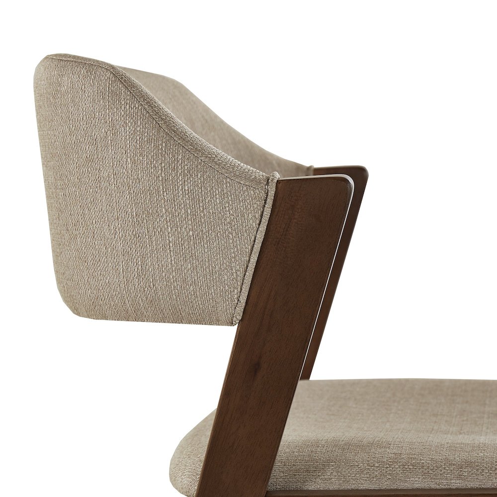 Set of 2, Walnut Finish Beige Fabric Chair. Picture 5