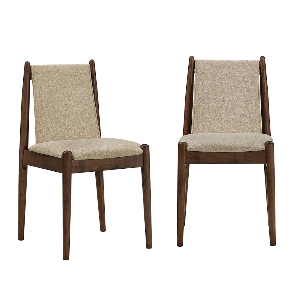 Set of 2, Walnut Finish Sand Heathered Weave Dining Chair. Picture 5