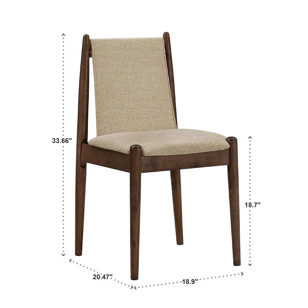 Set of 2, Walnut Finish Sand Heathered Weave Dining Chair. Picture 6