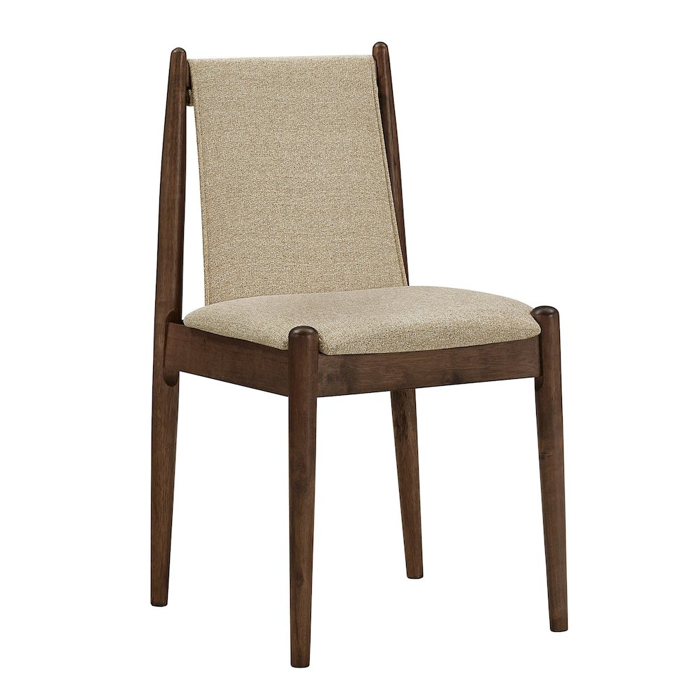 Set of 2, Walnut Finish Sand Heathered Weave Dining Chair. Picture 7