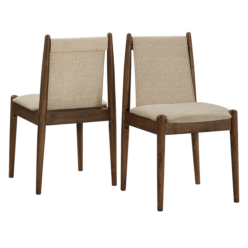 Set of 2, Walnut Finish Sand Heathered Weave Dining Chair. Picture 9