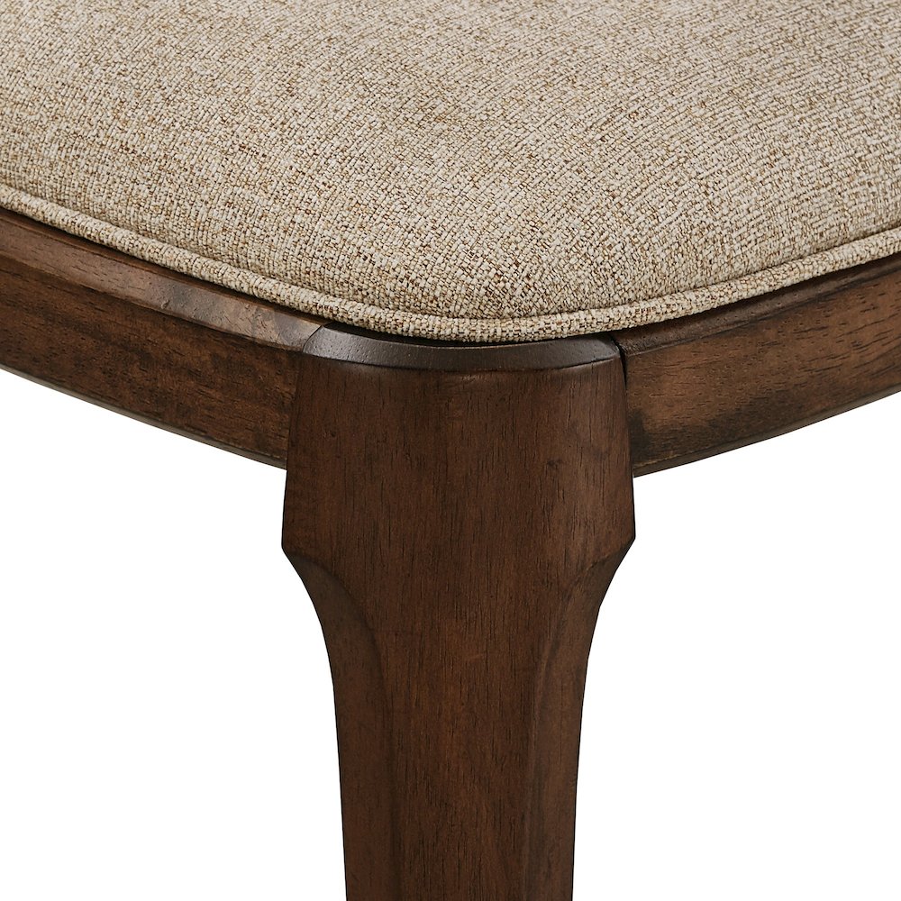 Set of 2, Walnut Finish Curved Back Sand Heathered Weave Dining Chair. Picture 3