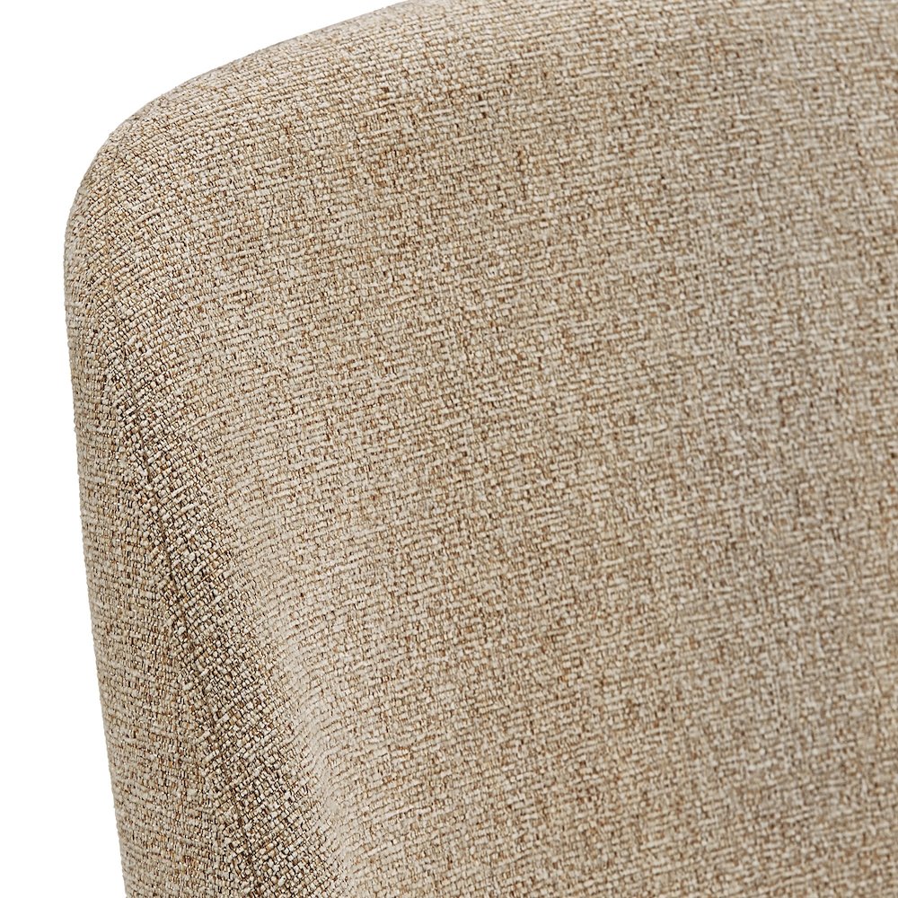 Set of 2, Walnut Finish Curved Back Sand Heathered Weave Dining Chair. Picture 4