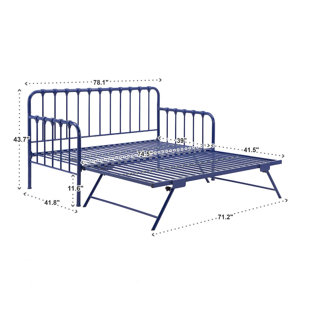 Navy Blue Finish Daybed With Lift-Up Trundle. Picture 6