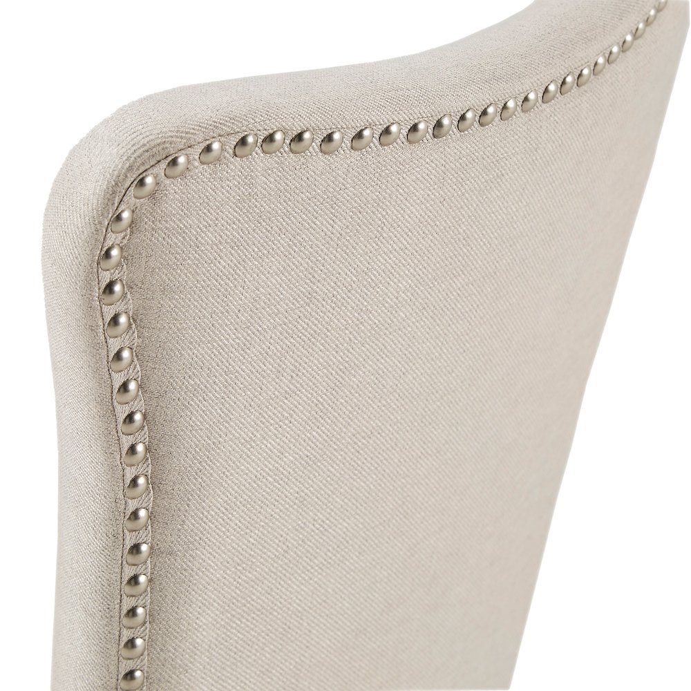 Set of 2, Dark Cherry Finish Beige Fabric Dining Chair. Picture 2
