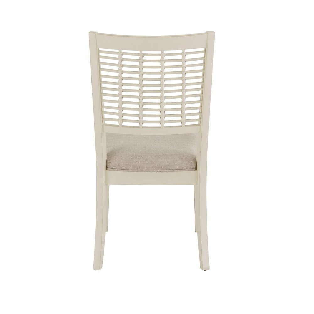 Set of 2, White Finish Light Brown Fabric Dining Chair. Picture 6