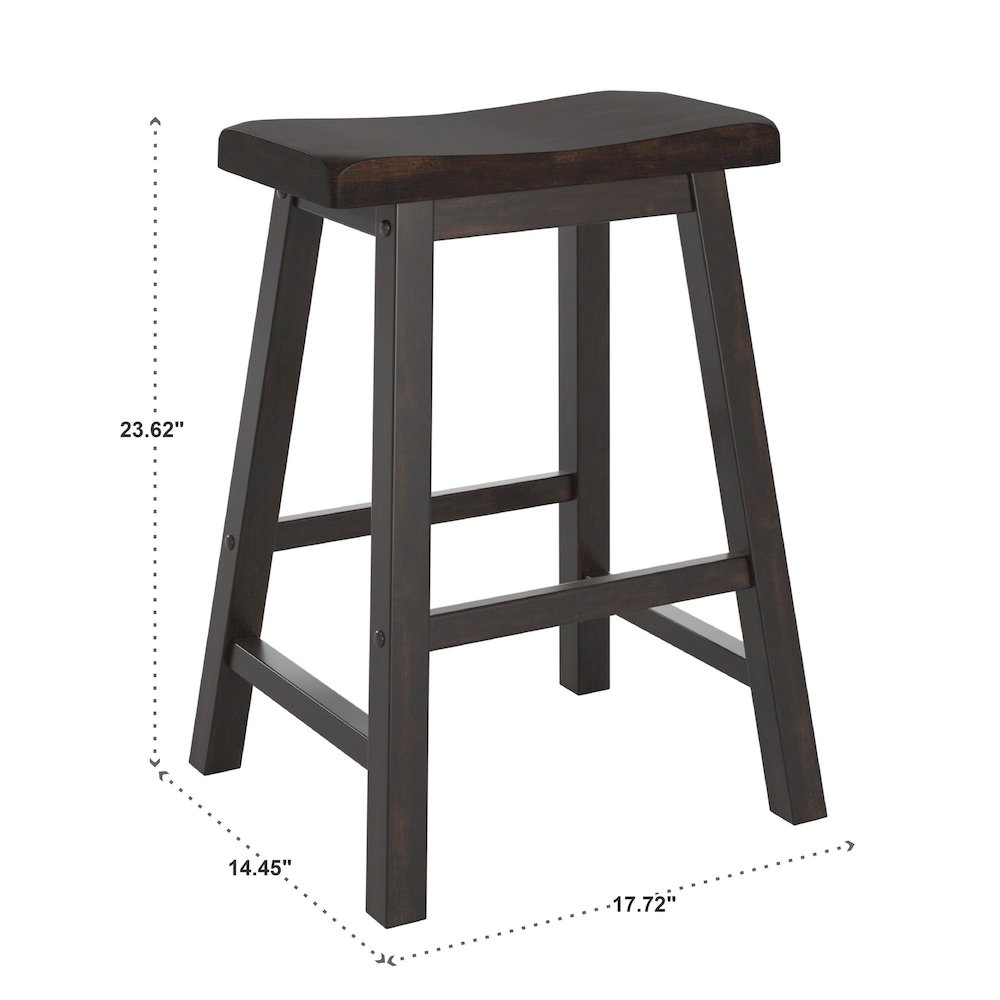 Set of 2, Antique Black Finish Saddleback Counter Height Stool. Picture 2