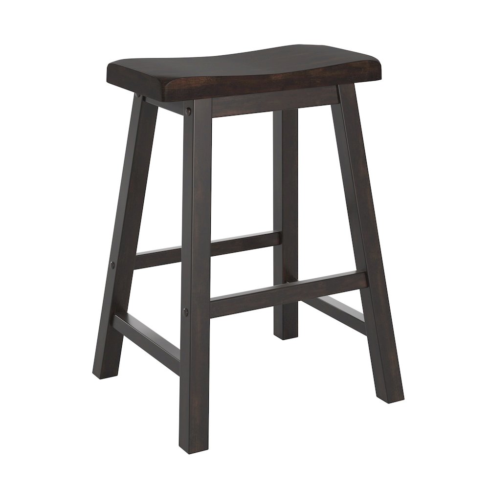 Set of 2, Antique Black Finish Saddleback Counter Height Stool. Picture 3