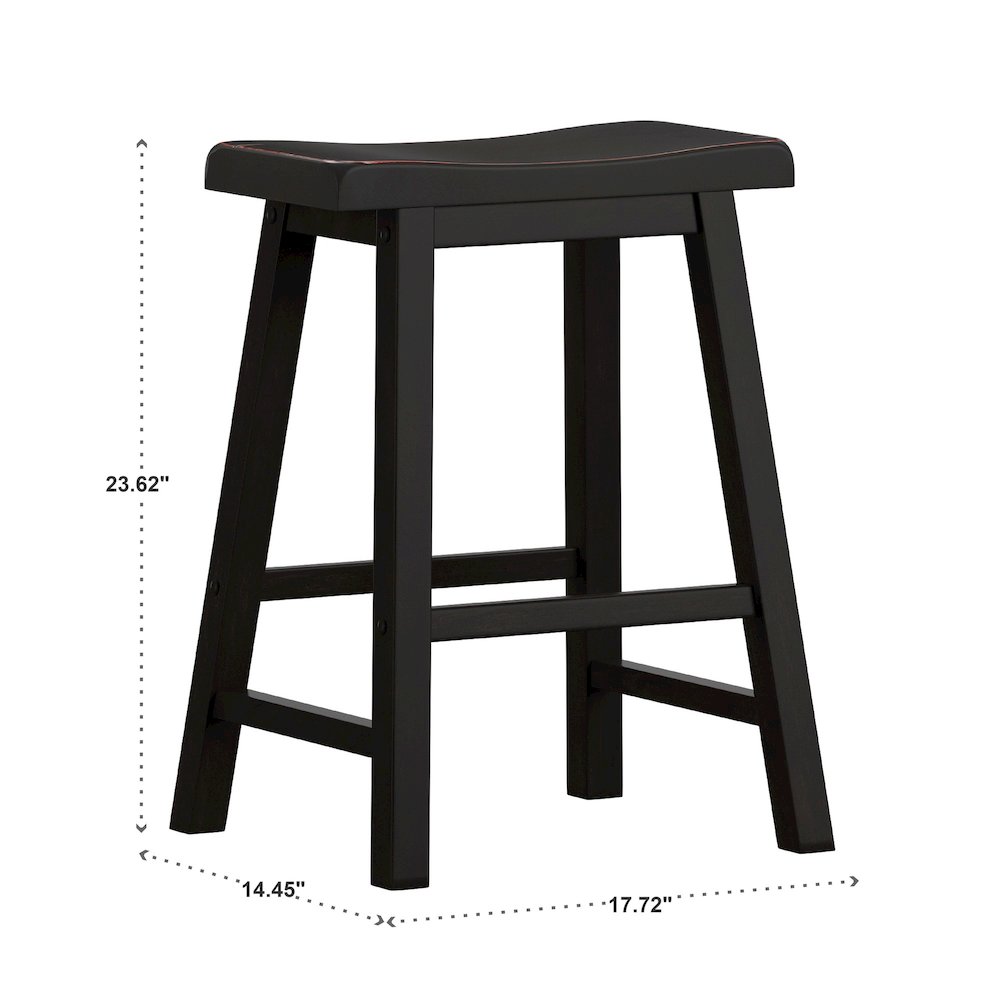 Set of 2, Black Sand-Through Finish Saddleback Stool. Picture 4