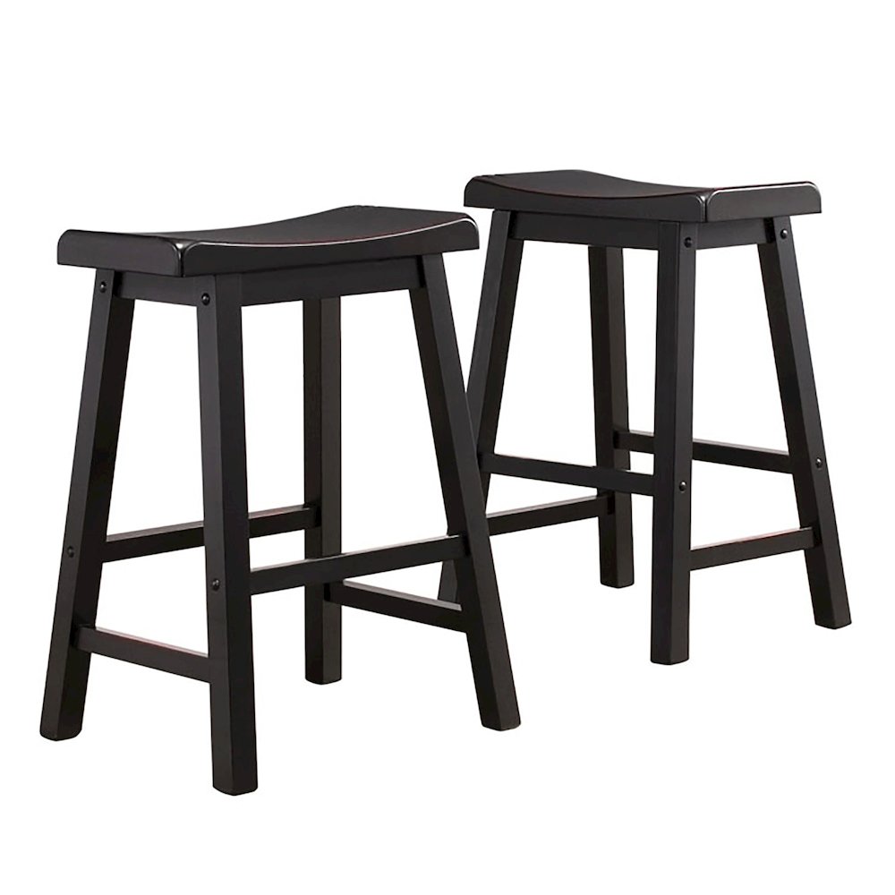 Set of 2, Black Sand-Through Finish Saddleback Stool. Picture 7