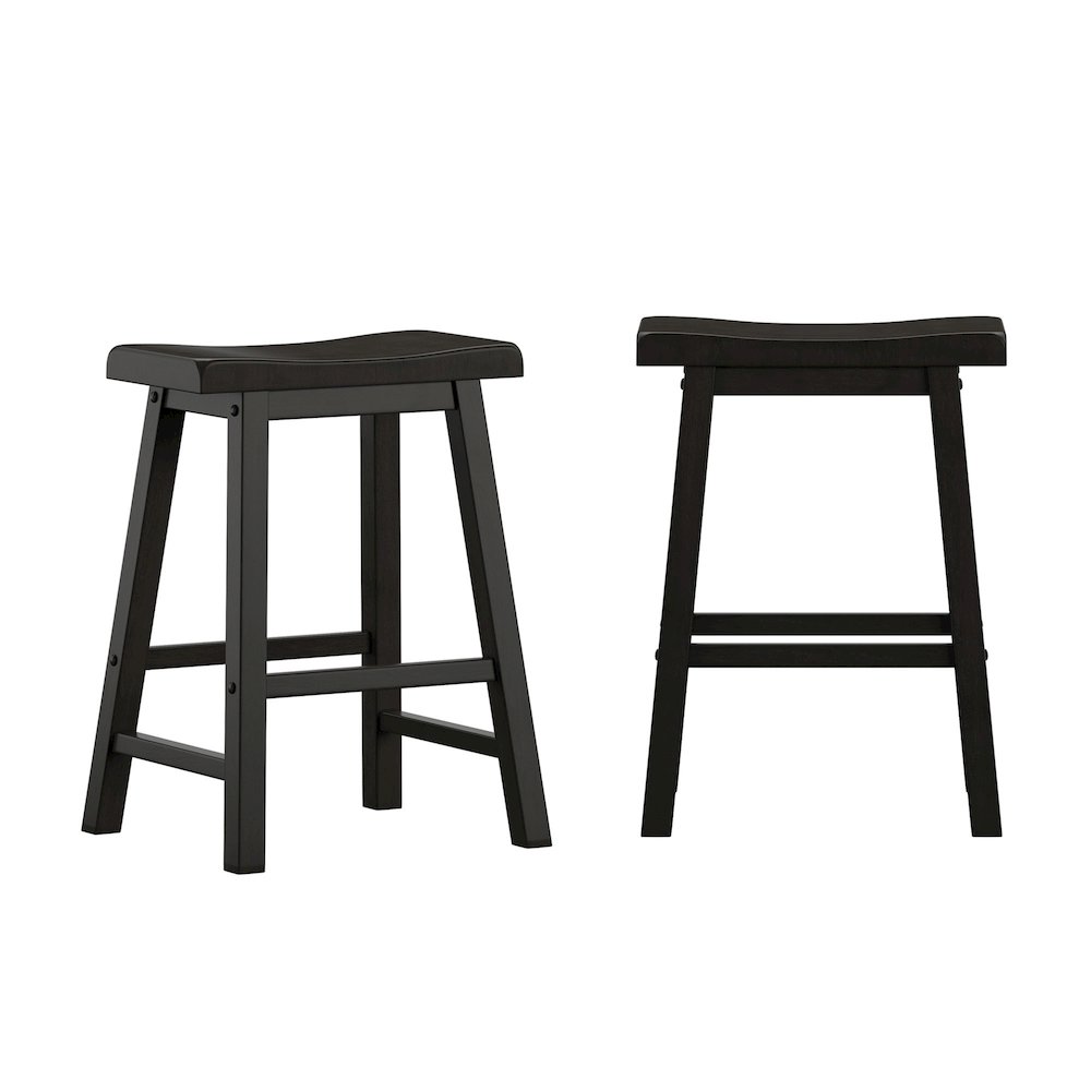 Set of 2, Vulcan Black Finish Saddleback Stool. Picture 3