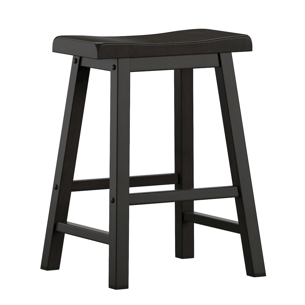 Set of 2, Vulcan Black Finish Saddleback Stool. Picture 5