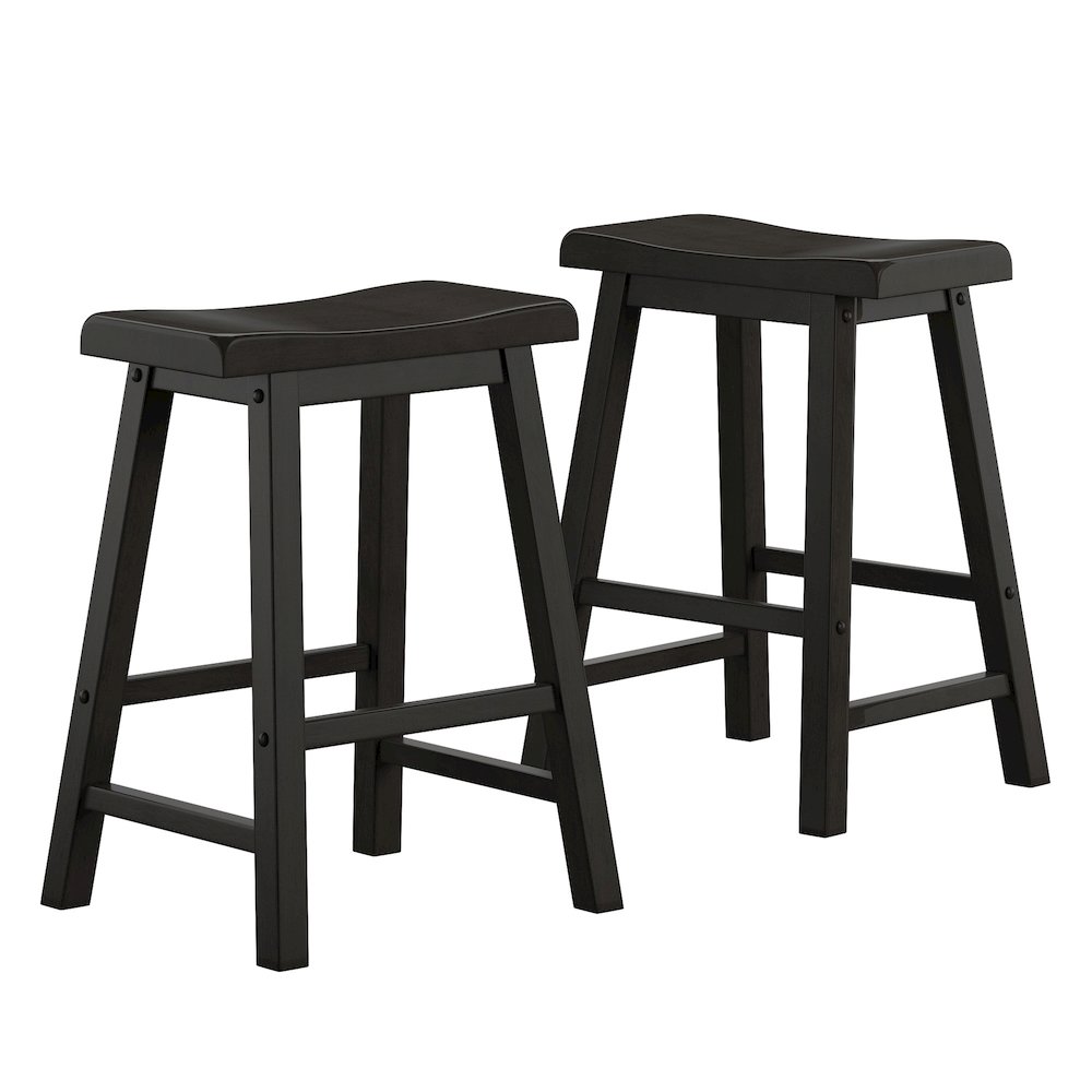 Set of 2, Vulcan Black Finish Saddleback Stool. Picture 7