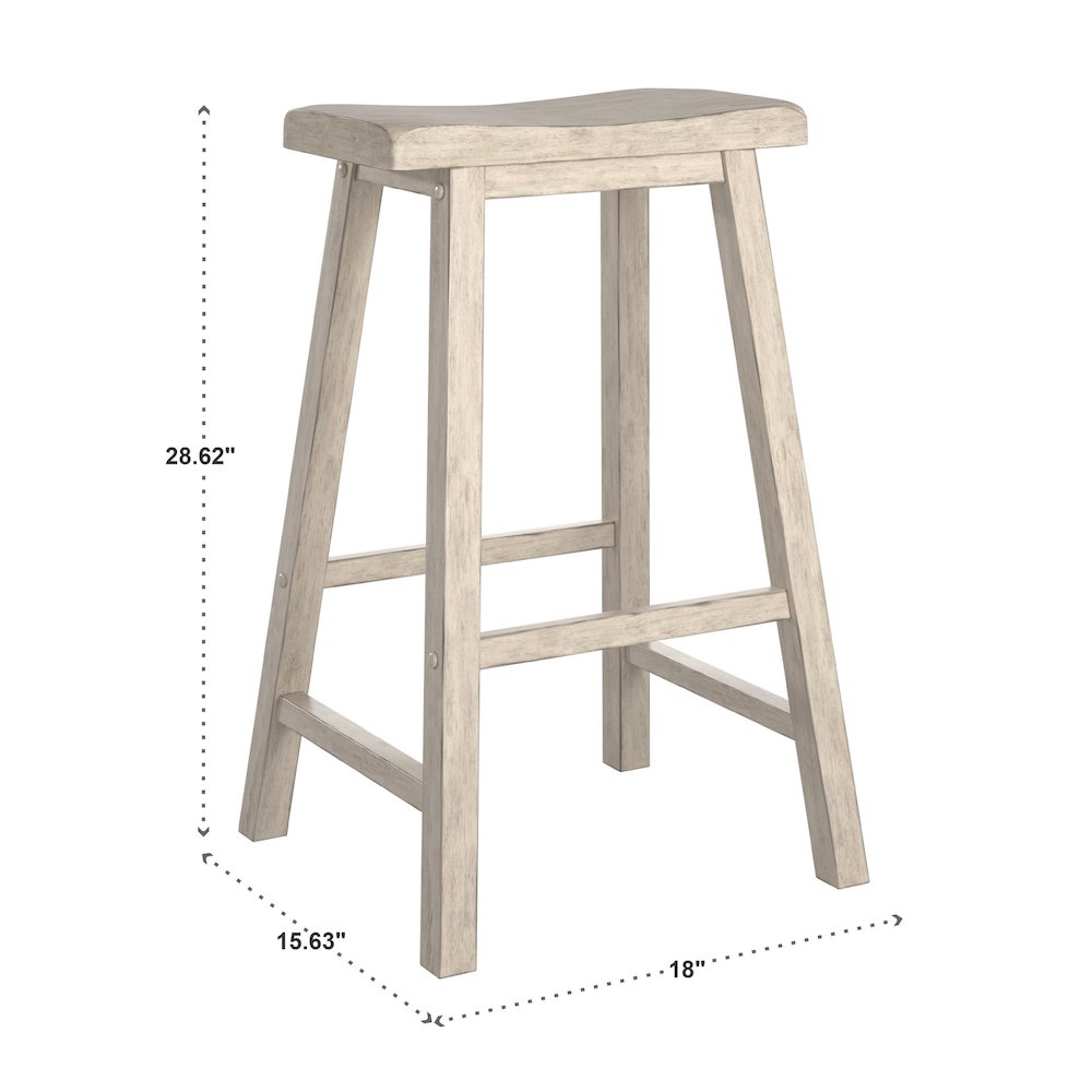 Set of 2, Antique White Finish Saddleback Stool. Picture 4