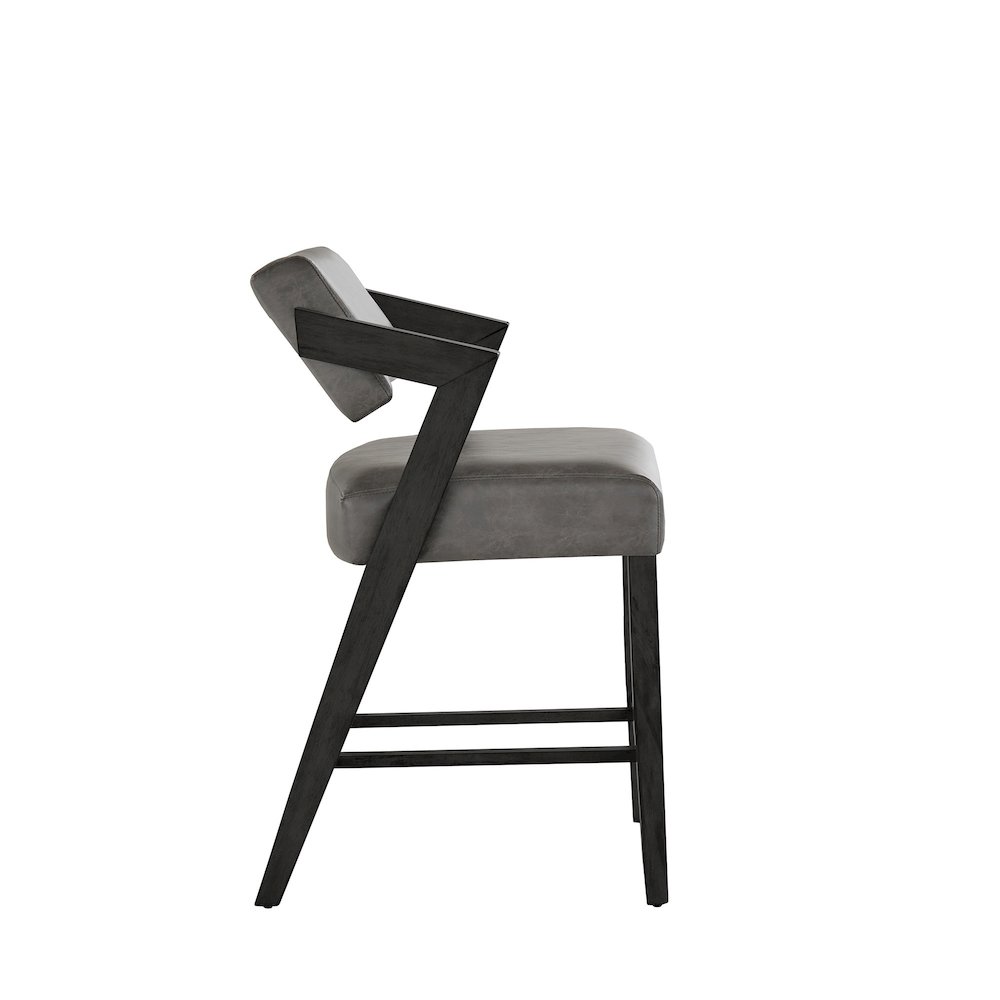 Black Wash Finish Charcoal PU Counter Height Chair. Picture 7