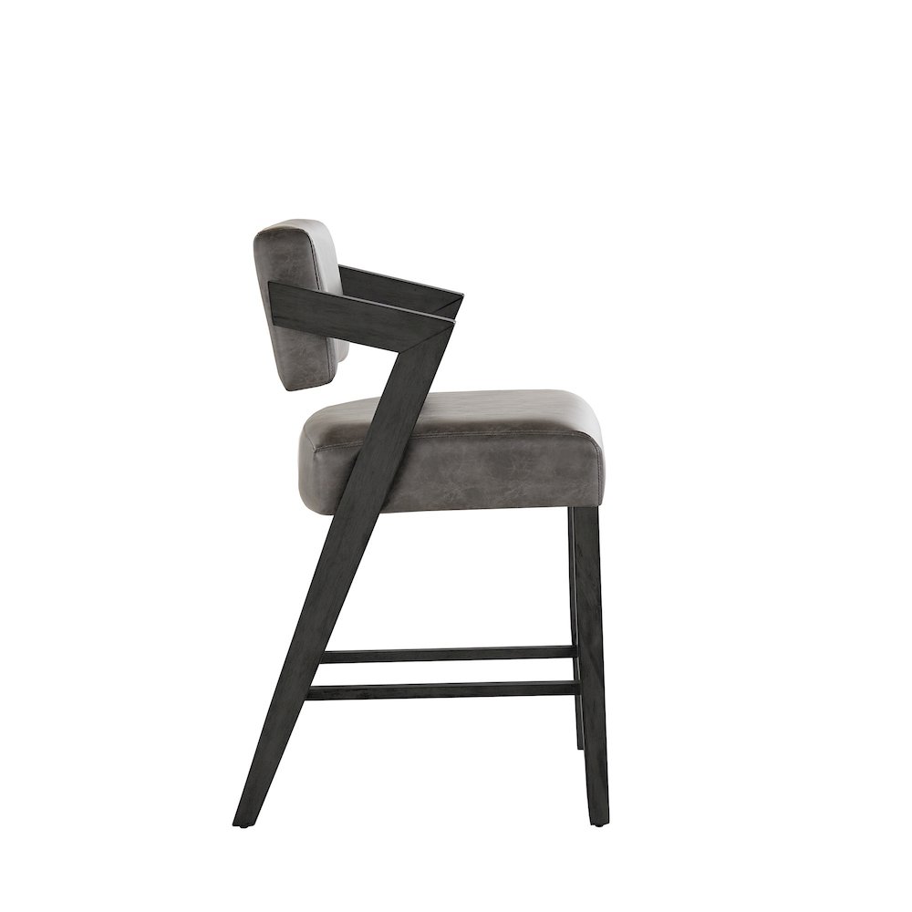 Black Wash Finish Charcoal PU Counter Height Chair. Picture 8