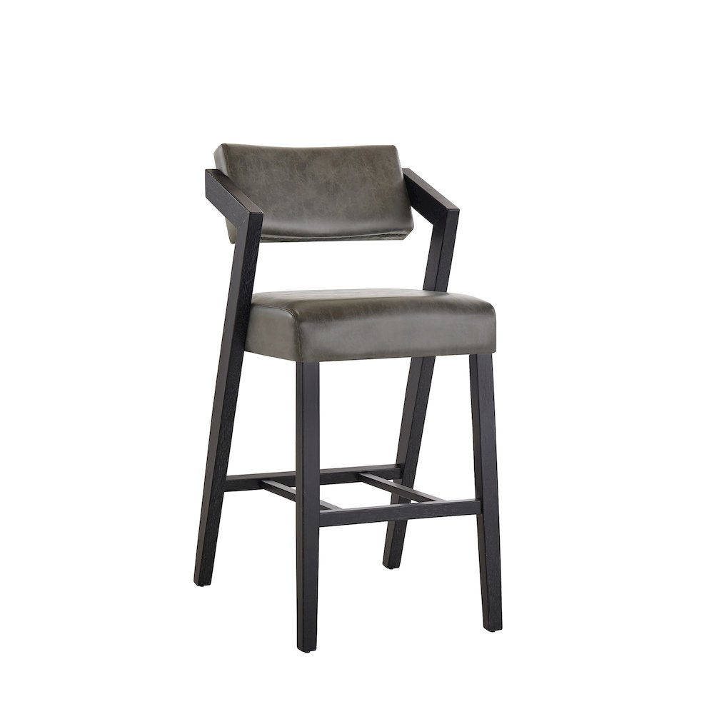 Black Wash Finish Charcoal PU Bar Height Chair. Picture 7