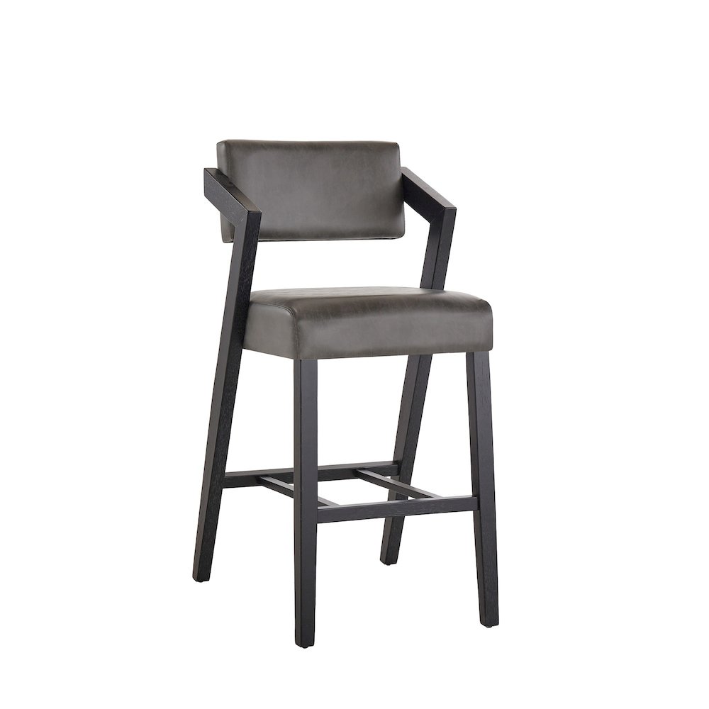 Black Wash Finish Charcoal PU Bar Height Chair. Picture 5