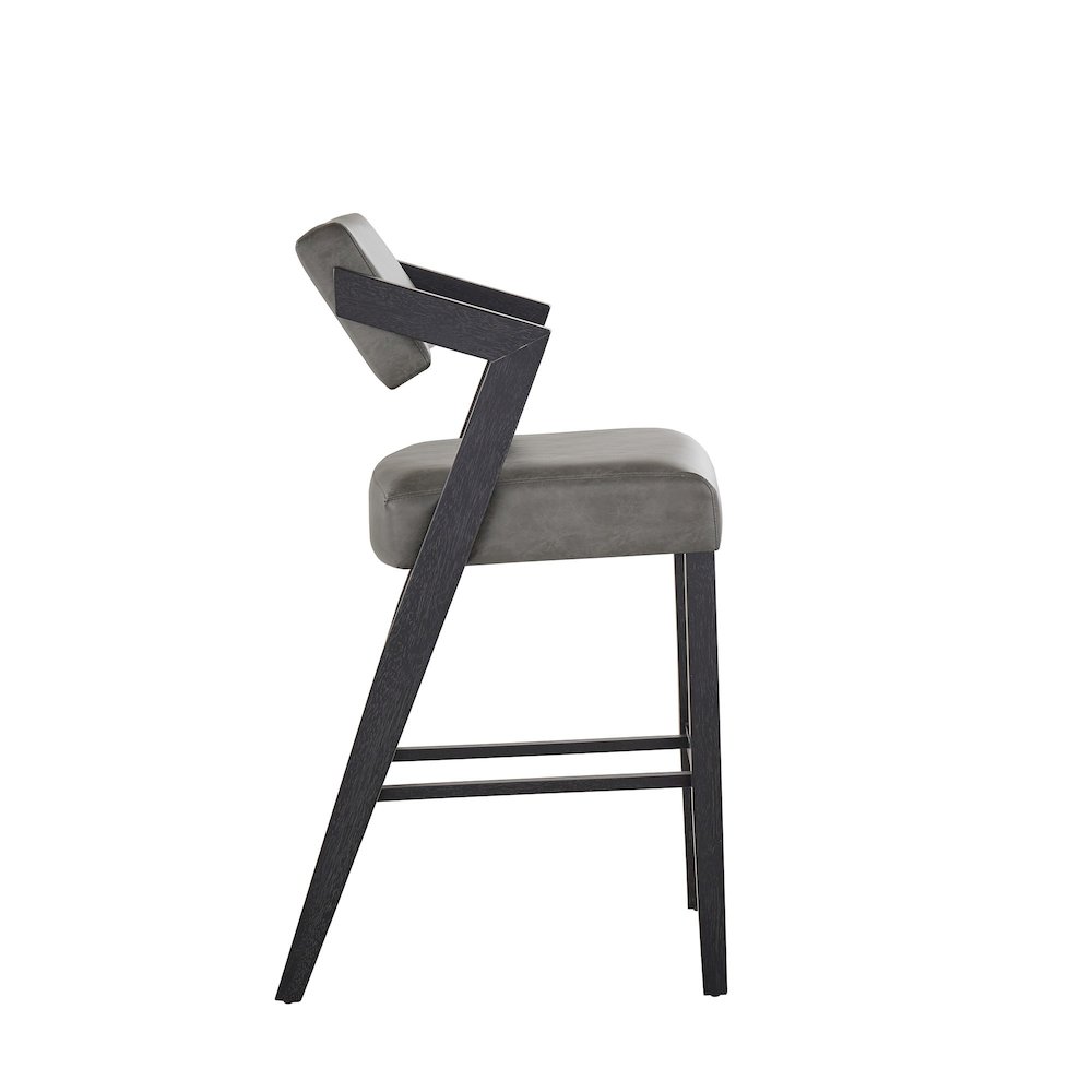 Black Wash Finish Charcoal PU Bar Height Chair. Picture 8