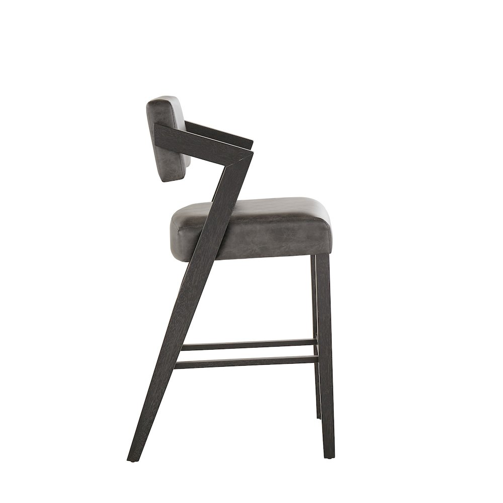 Black Wash Finish Charcoal PU Bar Height Chair. Picture 9