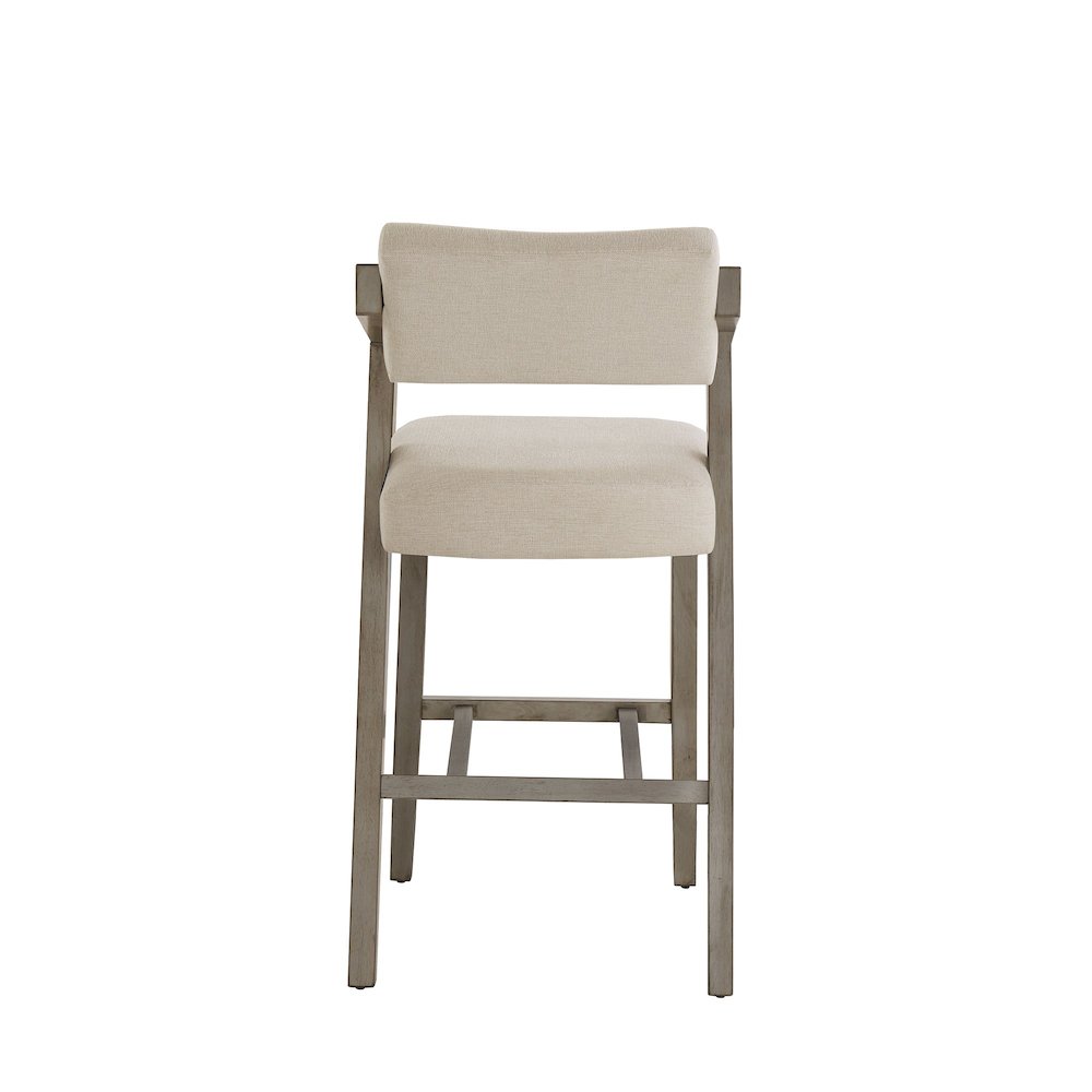 Aged Grey Finish Ivory Linen Bar Height Chair. Picture 6