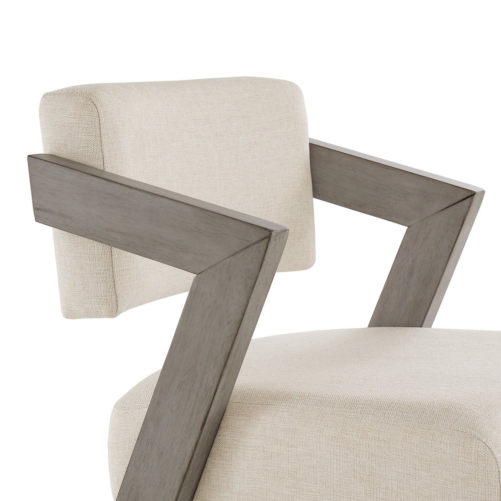 Aged Grey Finish Ivory Linen Bar Height Chair. Picture 3