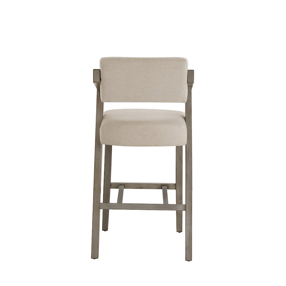 Aged Grey Finish Ivory Linen Bar Height Chair. Picture 5