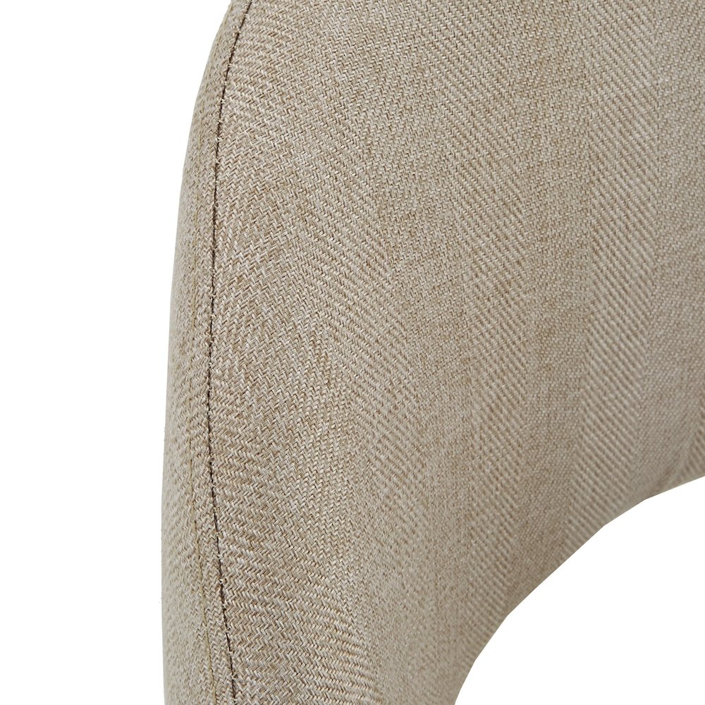 Set of 2, Iron Grey Finish Metal Beige Herringbone Fabric Dining Chair. Picture 3