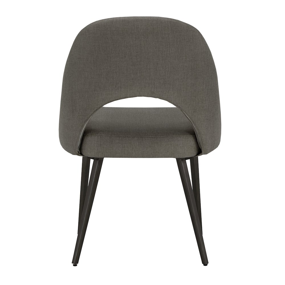 Set of 2, Iron Grey Finish Metal Grey Herringbone Fabric Dining Chair. Picture 8