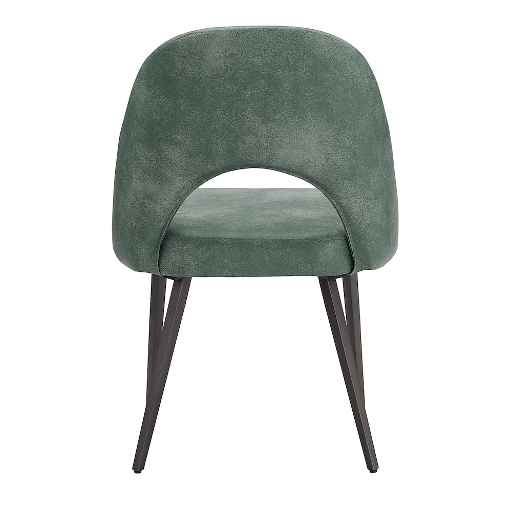 Set of 2, Iron Grey Finish Metal Teal PU Dining Chair. Picture 8