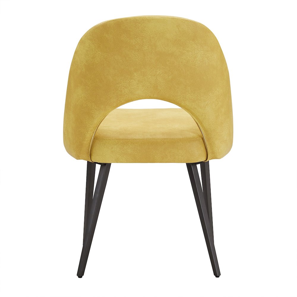Set of 2, Iron Grey Finish Metal Yellow PU Dining Chair. Picture 8