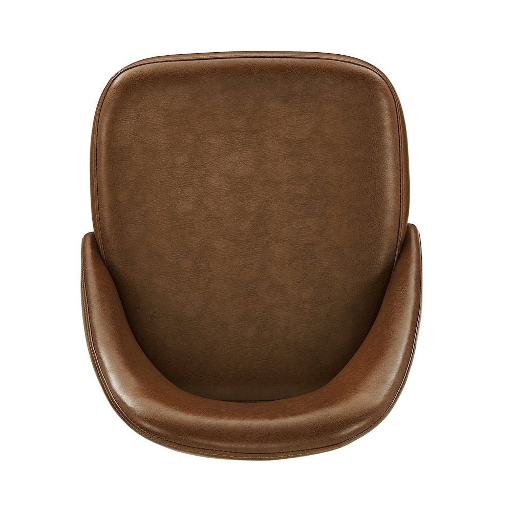 Set of 2, Iron Grey Finish Metal Brown PU Swivel Counter Height Chair. Picture 8