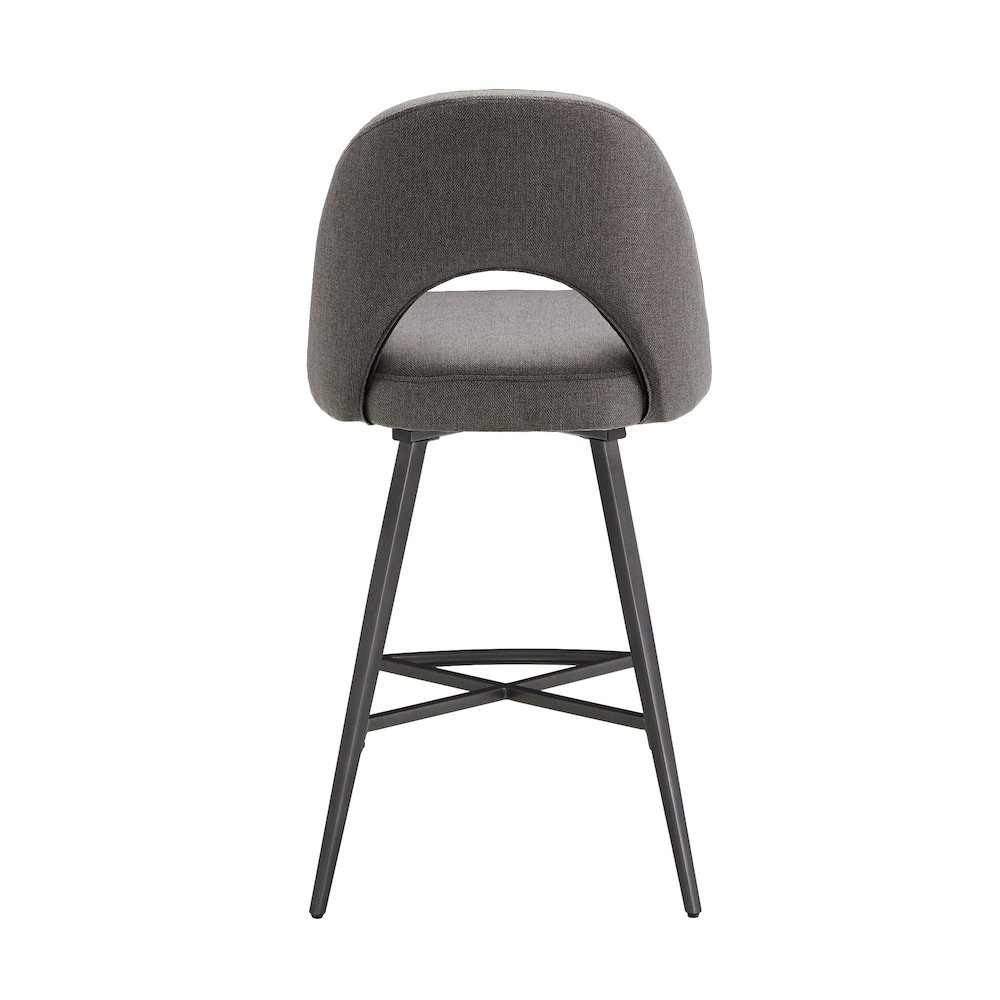 Set of 2, Iron Grey Finish Metal Grey Fabric Swivel Counter Height Chair. Picture 8