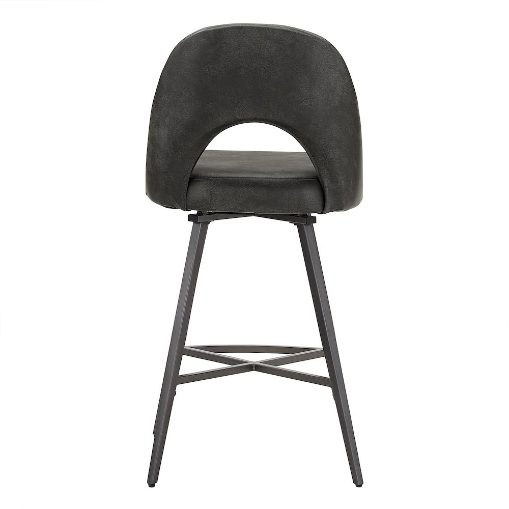 Set of 2, Iron Grey Finish Metal Dark Grey PU Swivel Counter Height Chair. Picture 9