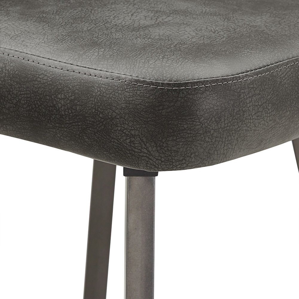 Set of 2, Iron Grey Finish Metal Dark Grey PU Swivel Counter Height Chair. Picture 3